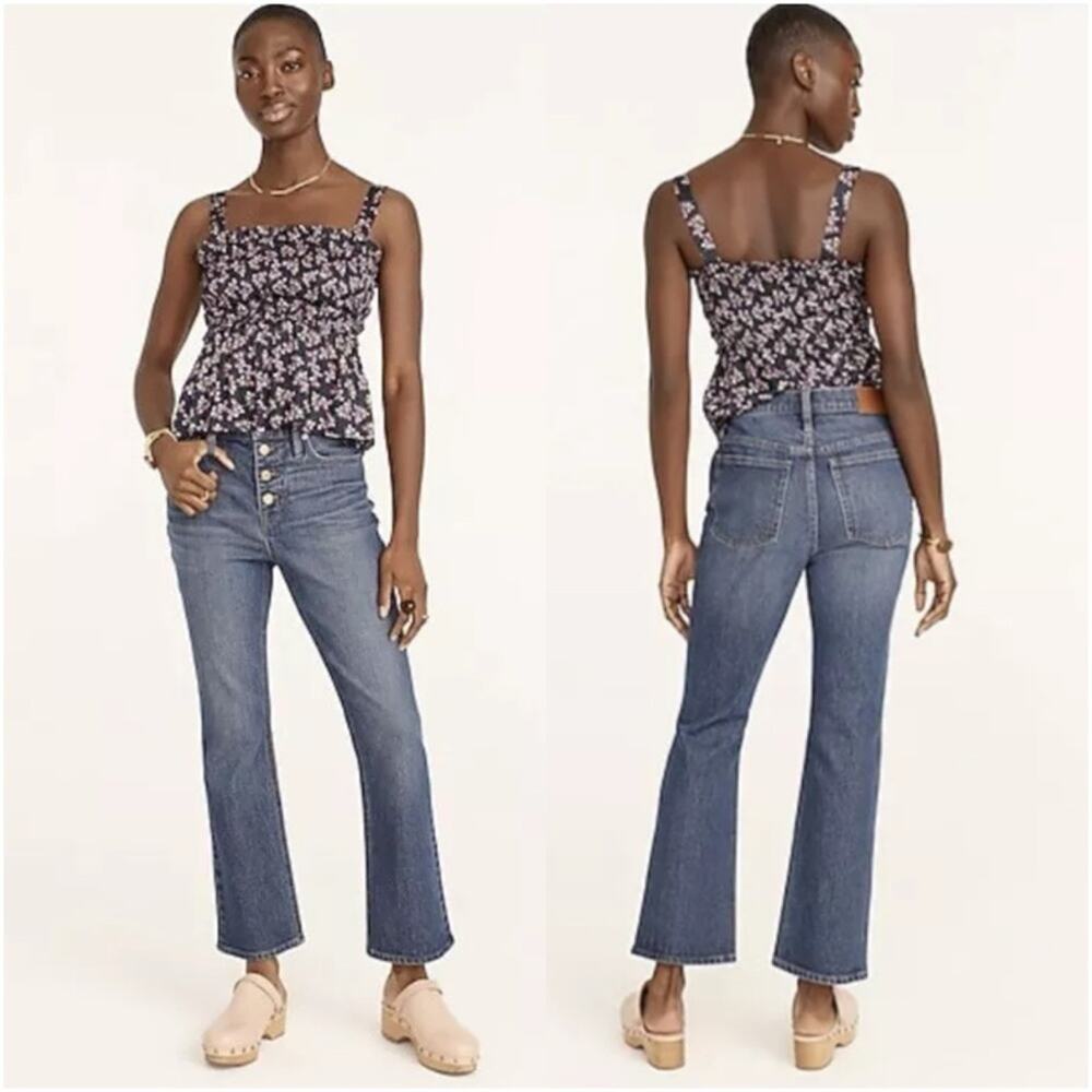 J. CREW 10" Demi-Boot Crop Jean in Stone Street Wash